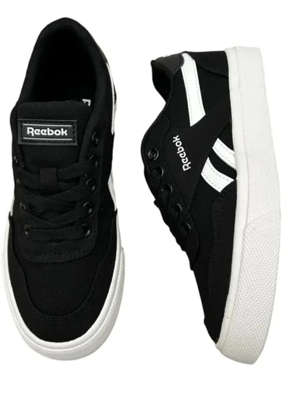 Reebok Black & White Casual Low-Top Sneakers 13k unisex new
